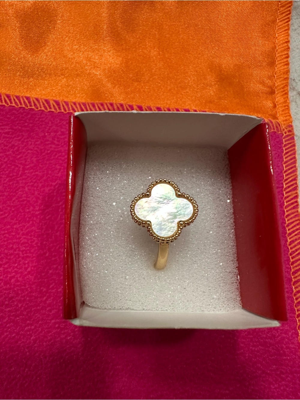White Clover ring gold plated